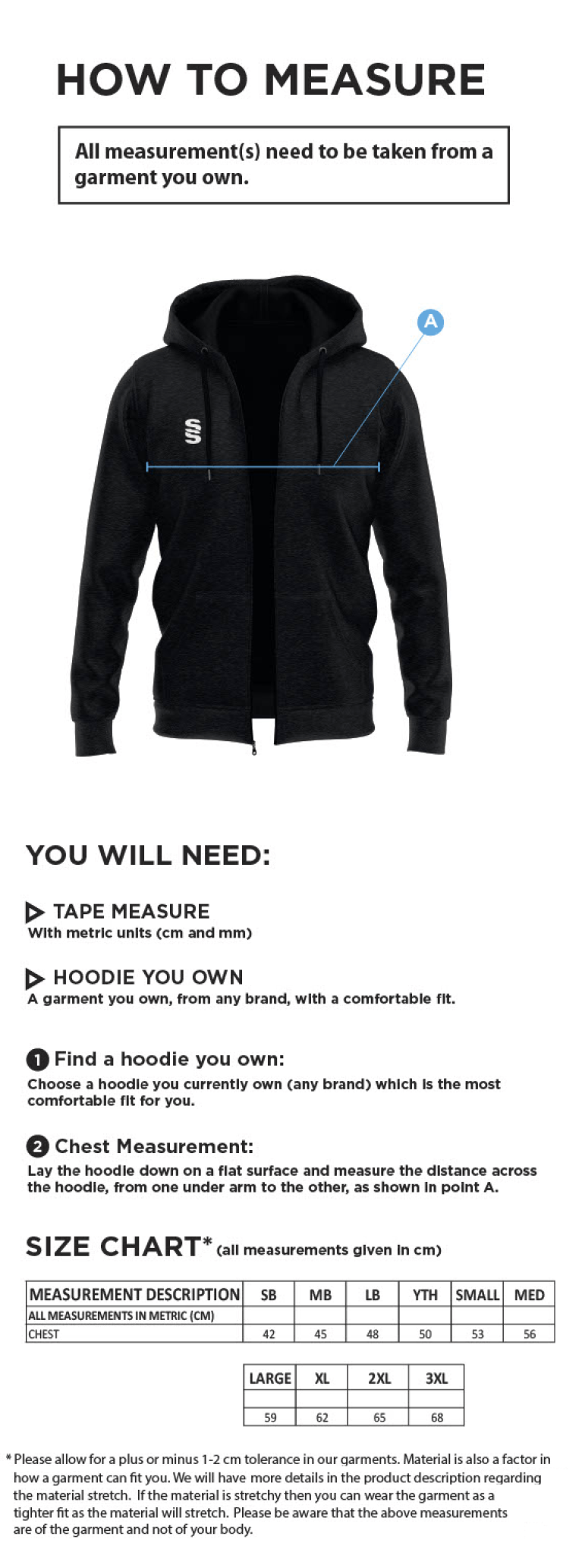 Edmonton CC Dual Hoody - Size Guide
