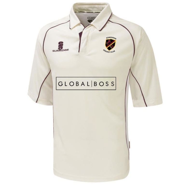 Edmonton CC Premier 3/4 Sleeve Maroon Trim Shirt