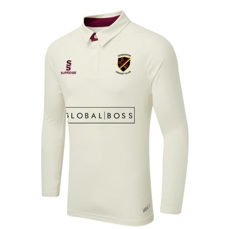 Edmonton CC Ergo Long Sleeve Maroon Trim Shirt