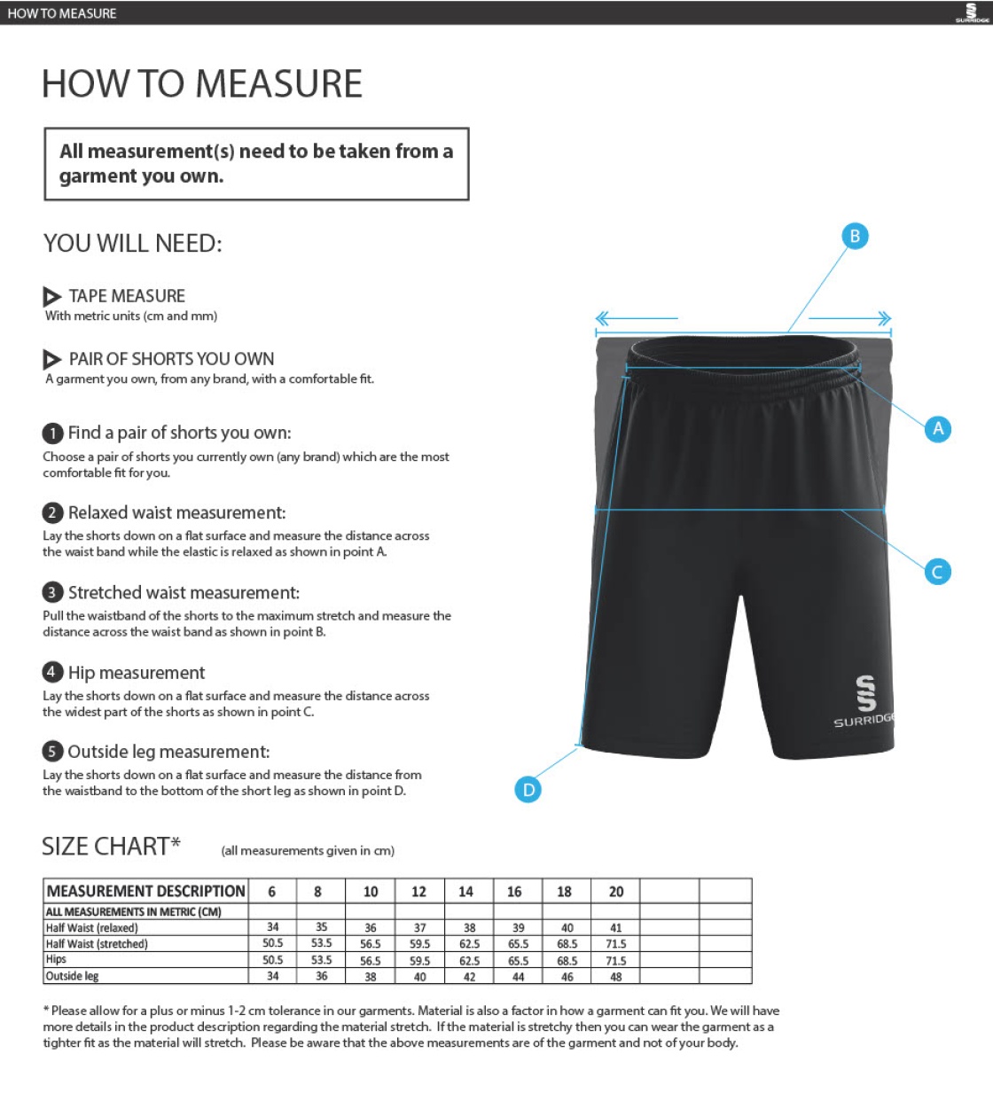 Edmonton CC Women's Ripstop Short - Size Guide