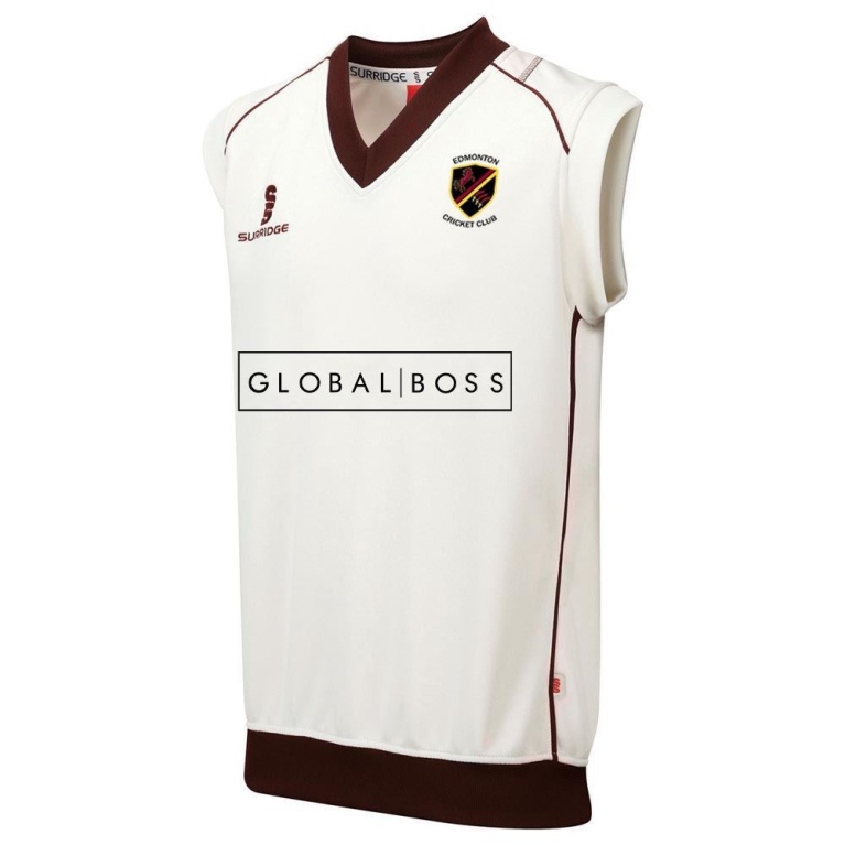 Edmonton CC Sleeveless Sweater Maroon Trim