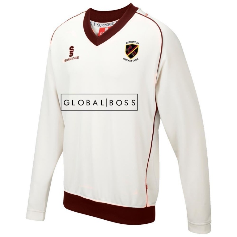 Edmonton CC Long Sleeve Sweater Maroon Trim