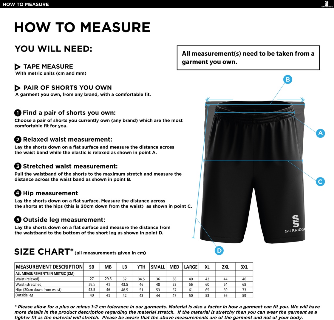 Edmonton CC Blade Shorts Black - Size Guide